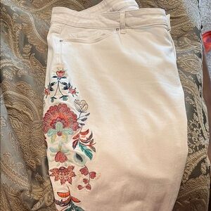 Jessica Simpson white embroidered jeans